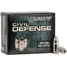 Liberty Ammunition Civil Defense .357 SIG 50 Grain Lead-Free Fragmenting Hollow Point Ammo, 20 Rounds/Box
