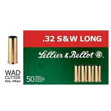Sellier & Bellot 32 S&W Long 100gr Wadcutter Ammunition, 50 Rounds/Box