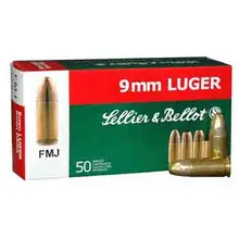 Sellier & Bellot 9mm Luger 124gr FMJ Ammunition - 50 Rounds Box