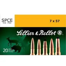 Sellier & Bellot 7x57mm Mauser 173 Grains SPCE Soft Point Cut-Through Edge Ammunition, 20 Rounds - SB757C