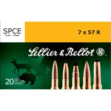 Sellier & Bellot 7x57R 173 Gr Soft Point Cut-Through Edge (SPCE) Ammunition, 20 Rounds - SB757RA