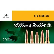 Sellier & Bellot 6.5x55mm Swedish 140 Grain Soft Point Ammo, 20 Rounds per Box - SB6555B
