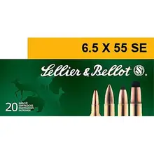 Sellier & Bellot 6.5x55mm Swedish Soft Point 131 Grains Ammunition, 20 Rounds - SB6555A