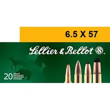 Sellier & Bellot 6.5x57mm 131 Gr Soft Point Semi-Jacketed Rifle Ammunition, 20 Rounds - SB6557A