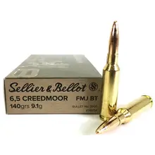 Sellier & Bellot 6.5 Creedmoor 140 Grain FMJ Boat-Tail Ammunition, Box of 20 Rounds - SB65A