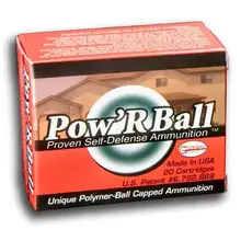 Corbon Glaser Pow'Rball .38 Super +P 100gr Jacketed Hollow Point Polymer-Tipped Handgun Ammunition, 1525 FPS, 20 Rounds/Box