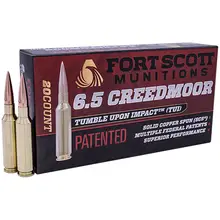 Fort Scott Munitions 6.5 Creedmoor 123 Gr Tumble Upon Impact (TUI) Solid Copper Spun (SCS) Ammo - 20 per Box
