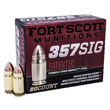 Fort Scott Munitions .357 Sig 95 Grain Solid Copper Spun Tumble Upon Impact Ammo - 20 Rounds Box