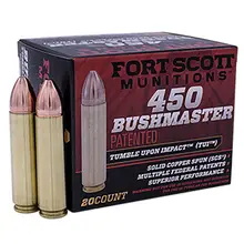 Fort Scott Munitions 450 Bushmaster 250 Grain TUI Solid Copper Spun Ammo - 20 Rounds