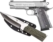 Magnum Research Desert Eagle 1911 Commander .45 ACP, 4.33" Barrel, Stainless Steel Frame/Slide, 8 Rounds, with Knife