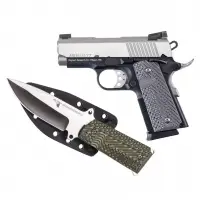Magnum Research Desert Eagle 1911 Undercover 45 ACP 3" Two-Tone Pistol with Knife & Sheath - 6+1 Rounds, Stainless Serrated Slide, Black/Gray G10 Grips (DE1911UTTK)