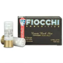 FIOCCHI SELF DEFENSE BUCKSHOT 12 GAUGE SHOTSHELL 10 ROUNDS 2 3/4" 00 BUCKSHOT 9 PELLET NICKEL PLATED LEAD 1325FPS