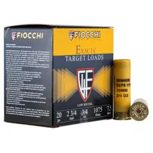 Fiocchi Exacta Target Low Recoil Trainer 20 Gauge 2.75" 3/4 oz 1075 FPS #7.5 Shot Ammunition - 25 Rounds