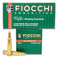 Fiocchi .223 Remington 55gr FMJBT Shooting Dynamics Range Ammo, 50 Rounds Box