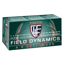 Fiocchi Field Dynamics 6.5 Creedmoor 129 Gr Pointed Soft Point (PSP) Ammunition, 20 Rounds per Box