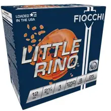 Fiocchi Little Rino 12 Gauge 2-3/4" 1oz Lead Shot #8 Ammo - Case of 250 Rounds