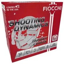 Fiocchi Shooting Dynamics 12 Gauge 2-3/4" 1oz #8 Lead Shot Ammo