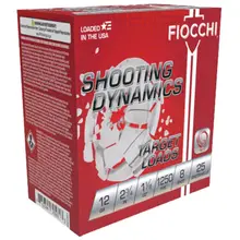 Fiocchi Shooting Dynamics 12GA 2.75" #8 Lead Shotshell 1-1/8oz 250rd Case