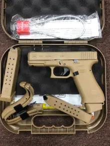 Glock 19X Gen5 9MM Semi-Automatic Pistol with 4.02" Barrel, Coyote Tan Finish, Night Sights, and 3 Magazines (1x17-RD & 2x19-RD) - PX1950703