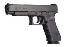 Glock 34 Gen3 9mm Full-Size Pistol, 5.31" Barrel, Adjustable Sights, 17+1 Rounds, Black Frame & Slide, 2 Magazines - UI3430103