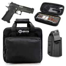 STACCATO 2011 STACCATO P IRON SIGHT CS FRAME 9MM DLC/SS BULL G2 TAC TEXTURE PISTOL WITH GRITR 2011 MODELS IWB RIGHT HAND KYDEX HOLSTER, GRITR MULTI-CALIBER CLEANING KIT AND GRITR SOFT PISTOL CASE