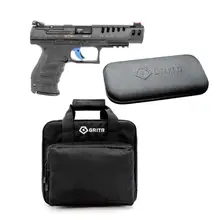 WALTHER PPQ M2 Q5 MATCH 9MM 5IN 10RD SEMI-AUTOMATIC PISTOL WITH GRITR MULTI-CALIBER UNIVERSAL GUN CLEANING KIT AND GRITR SOFT PISTOL CASE