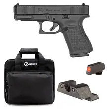 GLOCK G19 GEN5 COMPACT 9MM 4.02IN 3X 15RD MAGS SEMI-AUTOMATIC PISTOL AND TRIJICON HD XR NIGHT SIGHTS FOR GLOCK STANDARD FRAMES, GRITR SOFT BLACK PISTOL CASE