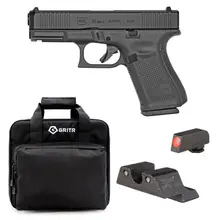 GLOCK G19 GEN5 COMPACT 9MM 4.02IN 3X 15RD MAGS SEMI-AUTOMATIC PISTOL AND TRIJICON HD NIGHT SIGHTS FOR GLOCK STANDARD FRAMES, GRITR SOFT BLACK PISTOL CASE