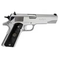 Iver Johnson Arms 1911A1 .45 ACP Chrome Semi-Automatic Pistol with 5" Barrel and Black Pearl Grips, 8-Round Capacity