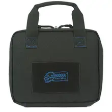 VOODOO TACTICAL CUSTOM SERIES PISTOL CASE 10"X12"X2" 900D POLY FABRIC BLACK WITH BLUE
