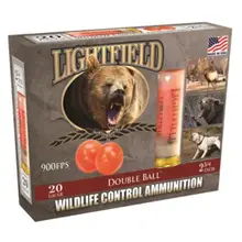 Lightfield 20 Gauge 2-3/4" Double Rubber Ball Ammunition, 62 Caliber, 900 FPS