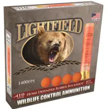 LIGHTFIELD WILDLIFE CONTROL AMMUNITION .410 BORE 2-1/2" RUBBER BUCKSHOT 1400 FPS