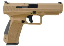 Century Arms TP9SA Mod.2 9mm Luger 4.46" Desert Tan Cerakote Pistol with Interchangeable Backstrap Grip