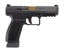 Canik Mete SFT 9mm Black/Tungsten Optic Ready Pistol with 4.46" Gold Barrel and 18+1 Round Capacity