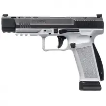 Canik Mete SFX 9mm Semi-Auto Pistol, 5.2" Barrel, 20-Round, Black/White, 3-Dot Sights, No Thumb Safety - HG6977-N