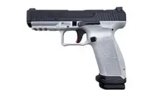 Canik Mete SFT 9mm Semi-Automatic Pistol with 4.47" Barrel, 20 Round Capacity, Black/White Finish, and 3 Dot Sights