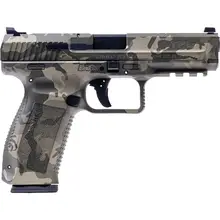 Canik TP9SF 9MM Luger, 4.46" Barrel, Woodland Green Camo, 18+1 Round Capacity, Includes Holster and 2 Magazines