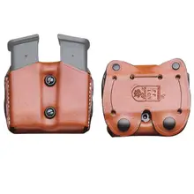 DESANTIS DOUBLE MAGAZINE POUCH SIG SAUER P365 OWB MAGAZINE HOLSTER AMBIDEXTROUS VERTICAL OR HORIZONTAL LEATHER TAN