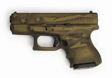 Glock 26 Gen 3 9mm, 3.43" Barrel, 10RD Semi-Auto Pistol with Interchangeable Backstraps Grip and Coyote Battle Worn Flag Cerakote