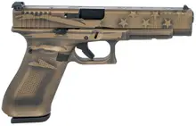 Glock G34 Gen 5 MOS 9mm 5.31" Barrel Coyote Battleworn Flag Cerakote Pistol - 17 Rounds