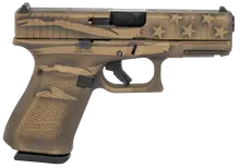 Glock G19 Gen 5 MOS Compact 9mm, 4.02in Barrel, 15-Round, Optic Ready, Coyote Battle Worn Flag Cerakote Pistol