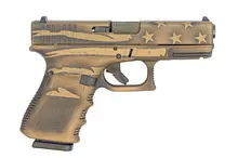 Glock 19 Gen 3 Compact 9mm, 4.02" Barrel, 15-Rounds, Battleworn Bronze Distressed Flag Cerakote