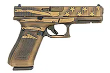 Glock G17 Gen5 MOS 9mm, Battle Flag Cerakote, 4.49" Barrel, 17-Rounds, Black/Coyote, Steel with Front Serrations & MOS Cuts Slide, Rough Textured Interchangeable Backstraps Grip