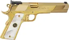 Iver Johnson Eagle XL 10MM 6" Pistol with 24K Gold Plate and White Pearl Grips