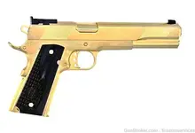 Iver Johnson Eagle XL 10MM 6" 1911 Pistol with 24K Gold Plating and Black Wood Grips