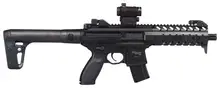 SIG Sauer MPX .177 Caliber Semi-Auto CO2 Air Rifle with Red Dot, 30 Rounds, Black Synthetic Stock