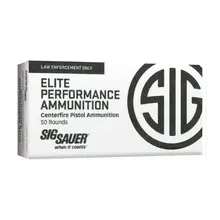 Sig Sauer Elite 9mm Luger V-Crown JHP Ammo 124 Grain, Box of 50 Rounds - E9MMA2-50