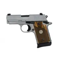 SIG Sauer P938 ASE 9mm Stainless Steel Pistol with Walnut Grips, 3in Barrel, 7+1 Rounds