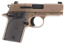 SIG Sauer P938 Emperor Scorpion 9mm Luger Micro-Compact Pistol - 3" Flat Dark Earth PVD Stainless Steel, 6+1 & 7+1 Rounds, Black Hogue G10 Piranha Grip