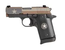 SIG Sauer P938 Texas Flag Edition 9mm Luger FDE Pistol with Black Star Grips - 3in, 7+1 Rounds